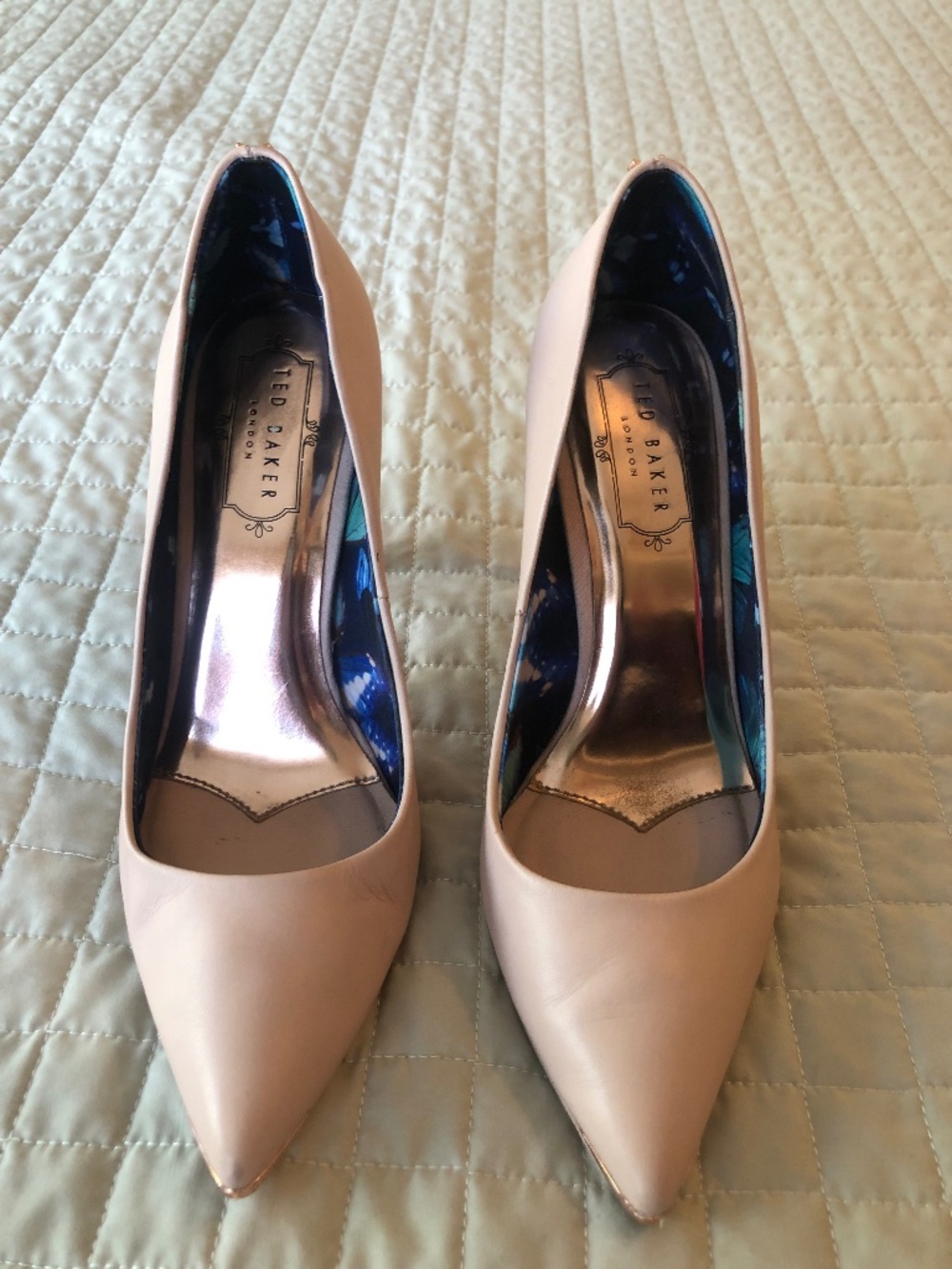 Ted Baker London Blush Pink Pumps Rose Gold Trim 6.5